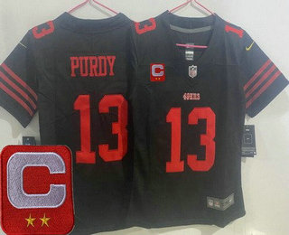 Women's San Francisco 49ers #13 Brock Purdy Limited Black 2024 C Patch Vapor Jersey