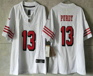 Women's San Francisco 49ers #13 Brock Purdy Limited White Throwback FUSE Vapor Jersey