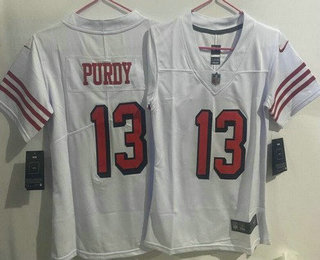 Women's San Francisco 49ers #13 Brock Purdy Limited White Throwback Vapor Jersey