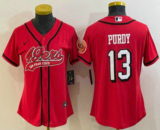 Women's San Francisco 49ers #13 Brock Purdy Red Color Rush With Patch Cool Base Stitched Baseball Jersey