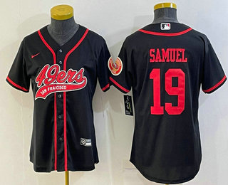 Women's San Francisco 49ers #19 Deebo Samuel Black With Patch Cool Base Stitched Baseball Jersey