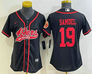 Women's San Francisco 49ers #19 Deebo Samuel Black With Patch Cool Base Stitched Baseball Jersey