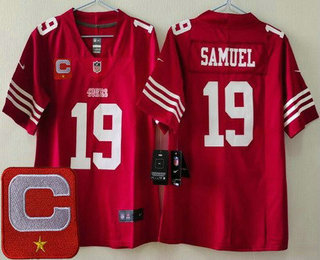 Women's San Francisco 49ers #19 Deebo Samuel Limited Red C Patch Vapor Jersey