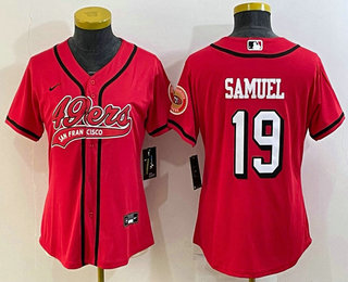 Women's San Francisco 49ers #19 Deebo Samuel Red Color Rush With Patch Cool Base Stitched Baseball Jersey