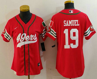 Women's San Francisco 49ers #19 Deebo Samuel Red Mexico Cool Base Stitched Baseball Jersey