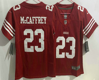 Women's San Francisco 49ers #23 Christian McCaffrey 2022 Red Vapor Untouchable Stitched Limited Jersey