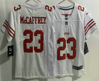 Women's San Francisco 49ers #23 Christian McCaffrey 2022 White Vapor Untouchable Stitched Limited Jersey