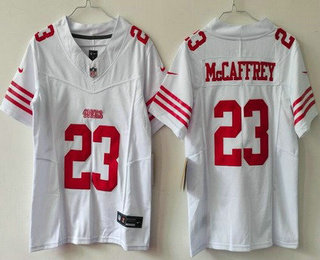 Women's San Francisco 49ers #23 Christian McCaffrey Limited White FUSE Vapor Jersey