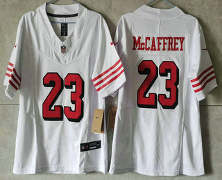 Women's San Francisco 49ers #23 Christian McCaffrey Limited White Throwback FUSE Vapor Jersey