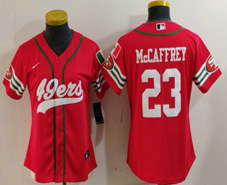 Women's San Francisco 49ers #23 Christian McCaffrey Red Mexico Cool Base Stitched Baseball Jersey