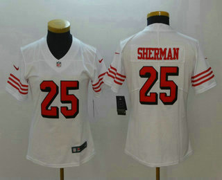 Women's San Francisco 49ers #25 Richard Sherman White 2018 Color Rush Vapor Untouchable Limited Jersey