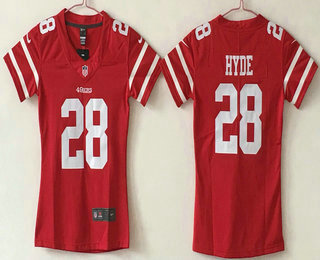 Women's San Francisco 49ers #28 Carlos Hyde Red 2017 Vapor Untouchable Stitched NFL Nike Limited Jersey