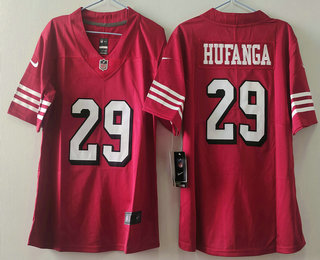 Women's San Francisco 49ers #29 Talanoa Hufanga Red 2023 Color Rush Vapor Limited Jersey