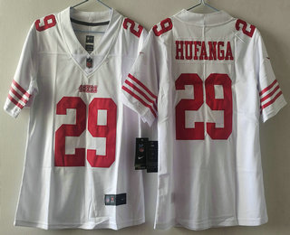 Women's San Francisco 49ers #29 Talanoa Hufanga White Limited Vapor Jersey