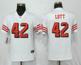 Women's San Francisco 49ers #42 Ronnie Lott White 2018 Color Rush Vapor Untouchable Limited Jersey