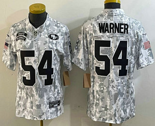 Women's San Francisco 49ers #54 Fred Warner Arctic Camo 2024 FUSE Salute to Service Limited Stitched Jersey