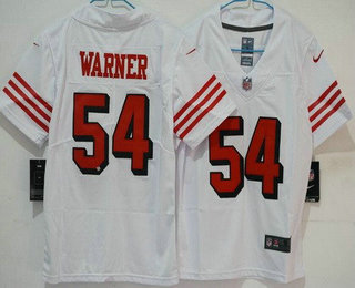 Women's San Francisco 49ers #54 Fred Warner Limited White Throwback Vapor Jersey