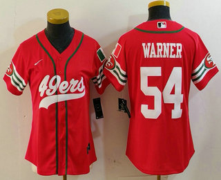 Women's San Francisco 49ers #54 Fred Warner Red Mexico Cool Base Stitched Baseball Jersey