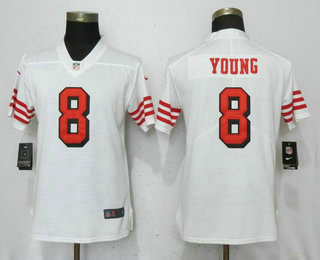 Women's San Francisco 49ers #8 Steve Young White 2018 Color Rush Vapor Untouchable Limited Jersey