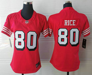 Women's San Francisco 49ers #80 Jerry Rice Red 2021 Color Rush Vapor Untouchable Limited Jersey