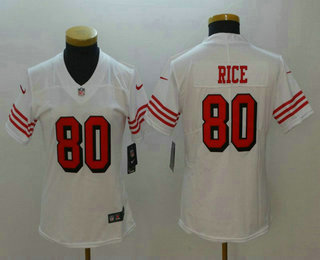 Women's San Francisco 49ers #80 Jerry Rice White 2018 Color Rush Vapor Untouchable Limited Jersey