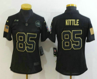 Women's San Francisco 49ers #85 George Kittle Black 2020 Salute To Service Stitched NFL Nike Limited Jersey