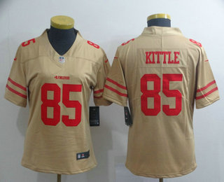 Women's San Francisco 49ers #85 George Kittle Cream 2019 Inverted Legend Stitched NFL Nike Limited Jersey