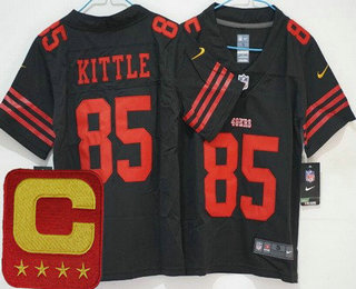 Women's San Francisco 49ers #85 George Kittle Limited Black C Patch Vapor Jersey