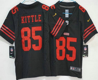 Women's San Francisco 49ers #85 George Kittle Limited Black Vapor Jersey