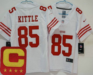 Women's San Francisco 49ers #85 George Kittle Limited White C Patch Vapor Jersey