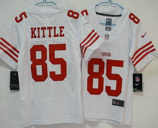 Women's San Francisco 49ers #85 George Kittle Limited White Vapor Jersey