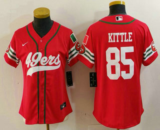 Women's San Francisco 49ers #85 George Kittle Red Mexico Cool Base Stitched Baseball Jersey