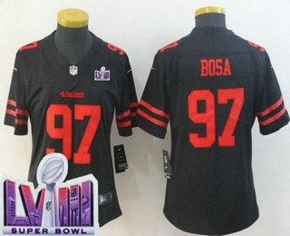 Women's San Francisco 49ers #97 Nick Bosa Limited Black LVIII Super Bowl Vapor Jersey