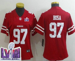 Women's San Francisco 49ers #97 Nick Bosa Limited Red LVIII Super Bowl Vapor Jersey