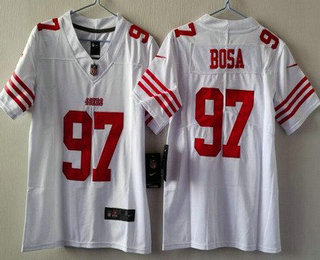 Women's San Francisco 49ers #97 Nick Bosa Limited White Vapor Jersey