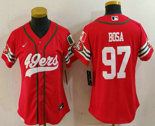 Women's San Francisco 49ers #97 Nick Bosa Red Mexico Cool Base Stitched Baseball Jersey