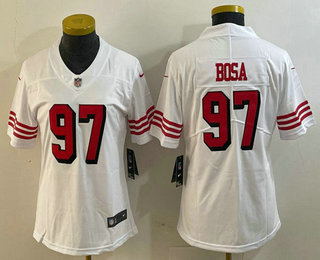 Women's San Francisco 49ers #97 Nick Bosa White 2023 Color Rush Vapor Limited Jersey