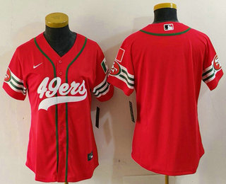 Women's San Francisco 49ers Blank Red Mexico Cool Base Stitched Baseball Jersey