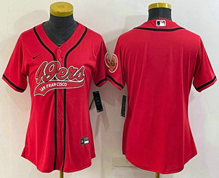 Women's San Francisco 49ers Blank Red With Patch Cool Base Stitched Baseball Jersey