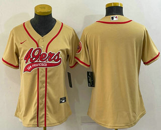 Women's San Francisco 49ers Blank Yellow Stitched Cool Base Nike Baseball Jersey