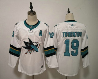 Women's San Jose Sharks #19 Joe Thornton White Adidas Stitched NHL Jersey