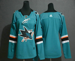 Women's San Jose Sharks Blank Teal Green Adidas Stitched NHL Jersey