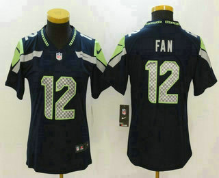 Women's Seattle Seahawks #12 12th Fan Navy Blue 2017 Vapor Untouchable Stitched NFL Nike Limited Jersey