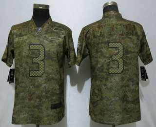 Women's Seattle Seahawks #3 Russell Wilson 2018 Camo Salute to Service Stitched NFL Nike Limited Jersey