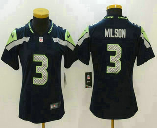 Women's Seattle Seahawks #3 Russell Wilson Navy Blue 2017 Vapor Untouchable Stitched NFL Nike Limited Jersey