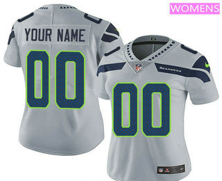 Women's Seattle Seahawks Custom Vapor Untouchable Gray Alternate NFL Nike Limited Jersey