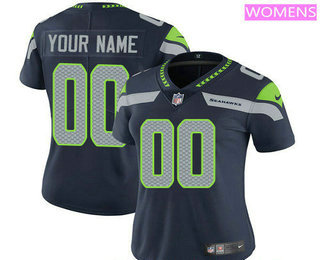 Women's Seattle Seahawks Custom Vapor Untouchable Navy Blue Team Color NFL Nike Limited Jersey