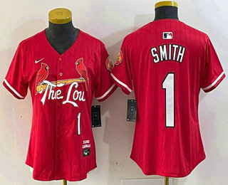 Women's St Louis Cardinals #1 Ozzie Smith Red 2024 City Connect Limited Stitched Baseball Jersey
