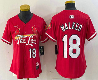 Women's St Louis Cardinals #18 Jordan Walker Red 2024 City Connect Limited Stitched Baseball Jersey