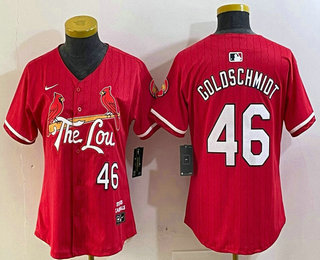 Women's St Louis Cardinals #46 Paul Goldschmidt Red 2024 City Connect Limited Stitched Jersey